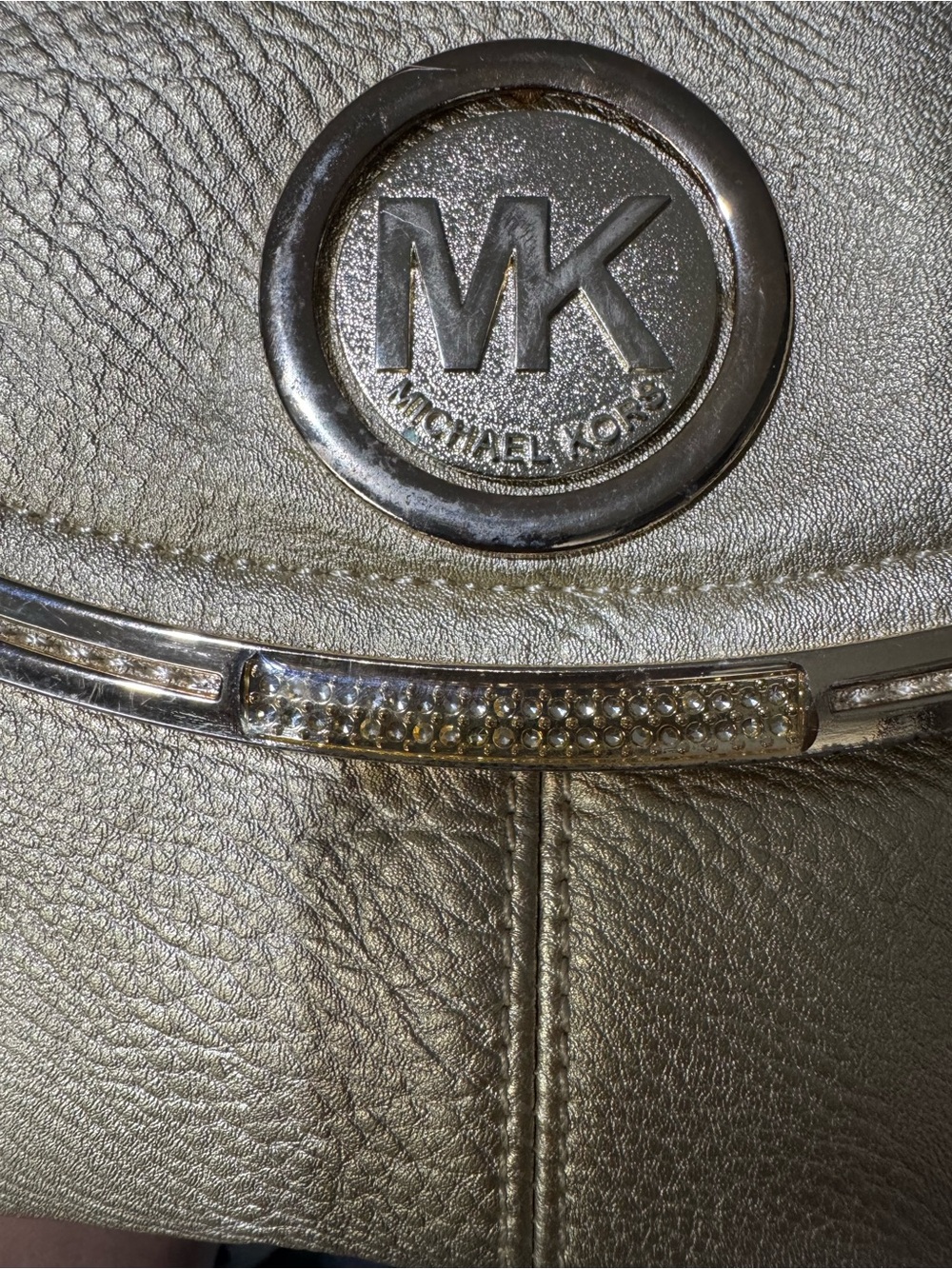 Michael Kors Metallic Gold Leather Crossbody Wristlet - Picture 14 of 16
